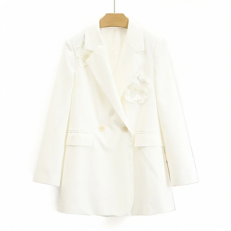 【伍莎-自营】双排扣时尚气质职业西装外套#RIZ45W023