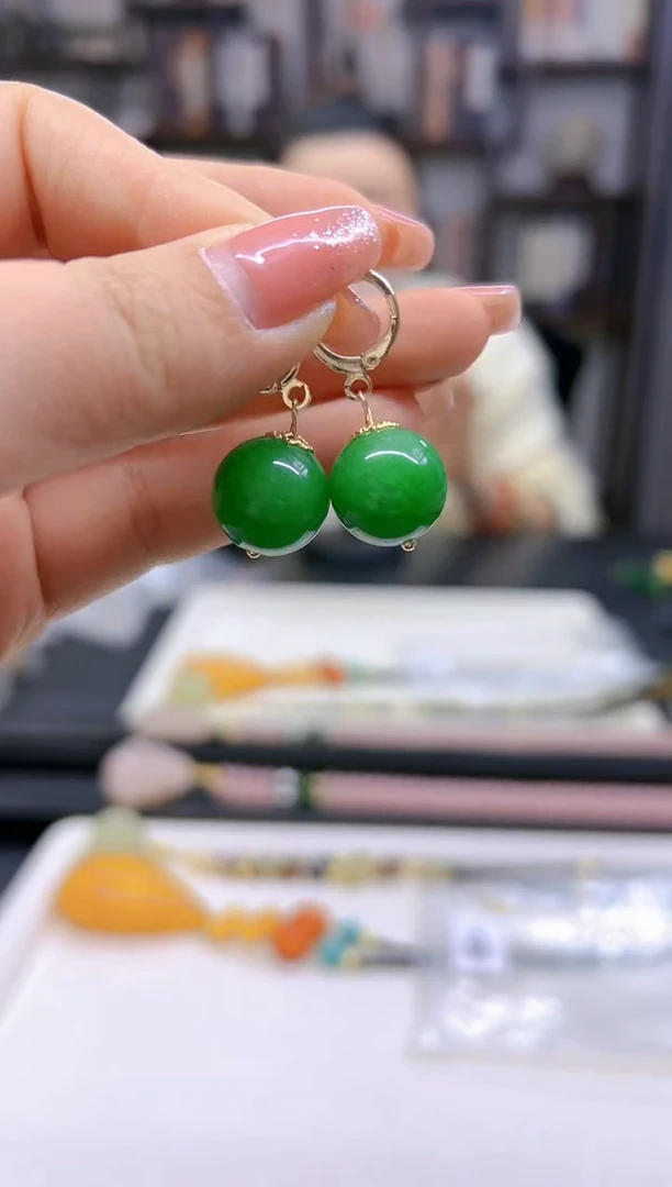 【闪购商品】翡翠耳饰14K金镶嵌耳扣E662