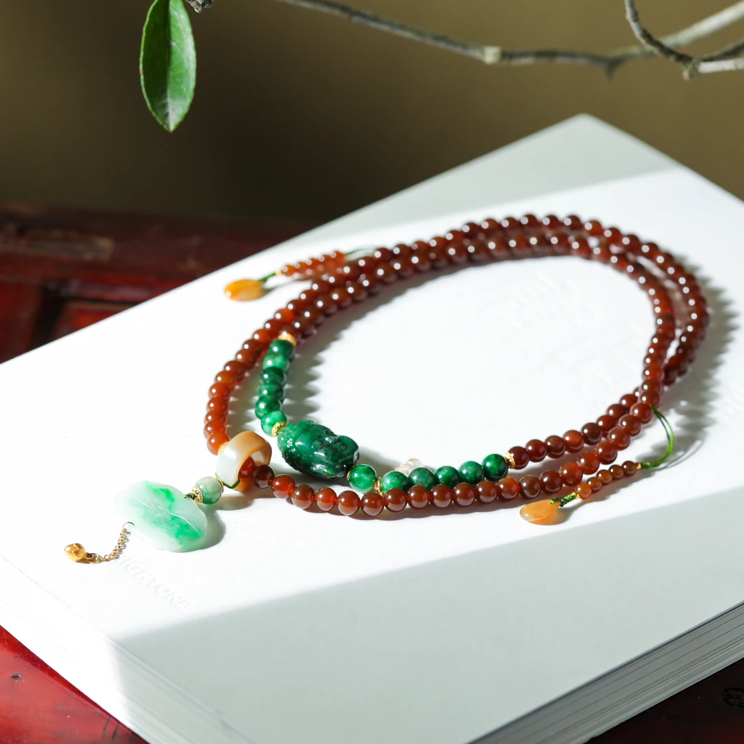 【意婵】“如来”108珠天然典藏级和田玉且末糖手链翡翠18K金-908956