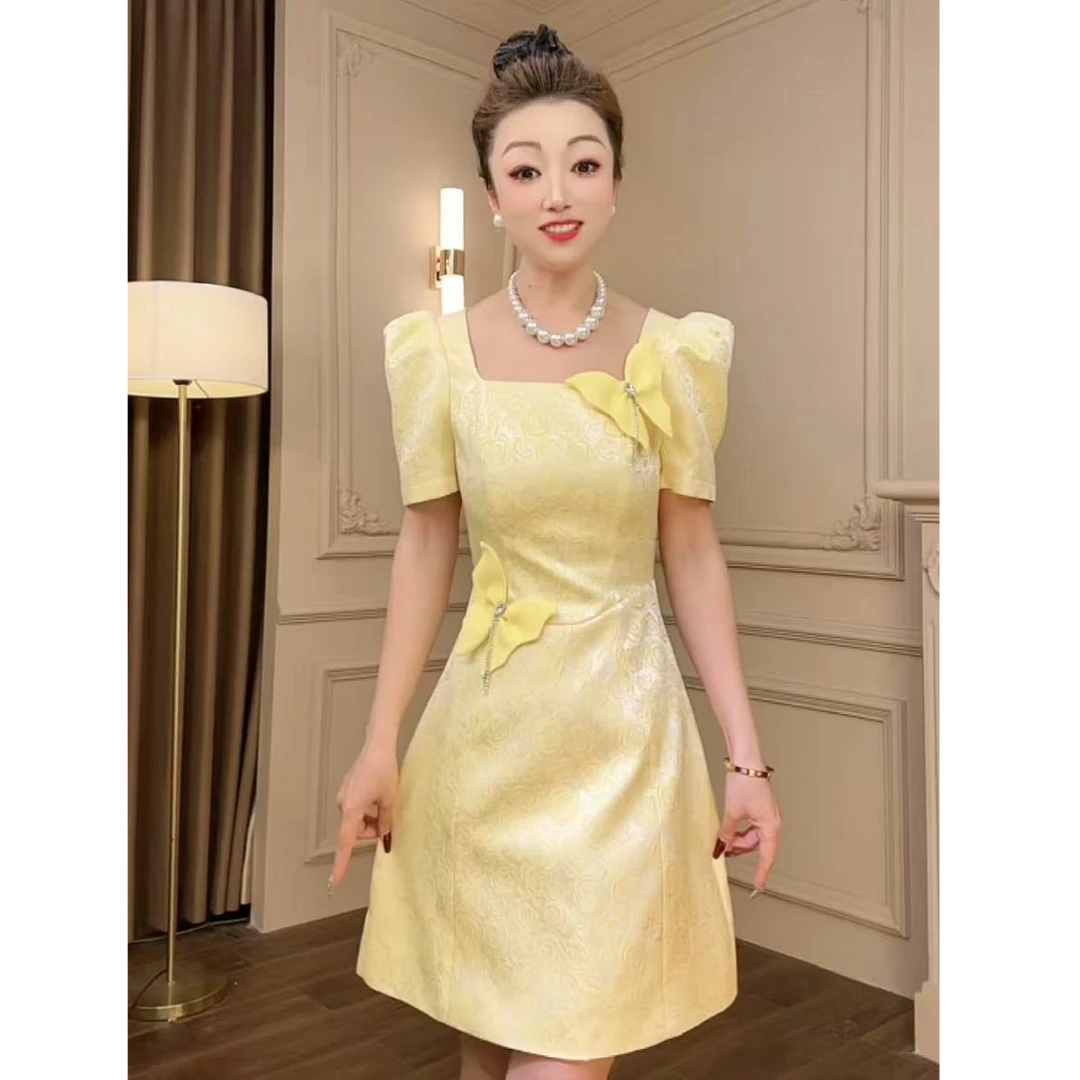 2025夏季新款小个子显瘦轻奢名媛气质小众复古高级感连衣裙15393
