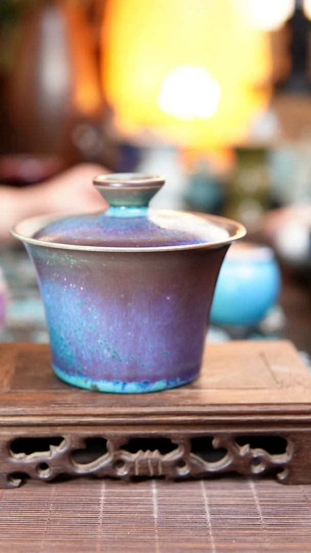 886 铜系青蓝 盖碗