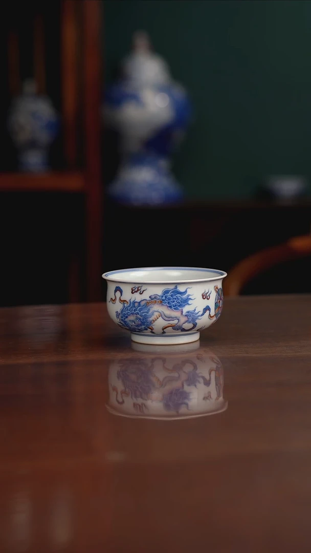 空山明月 新斗彩 双狮