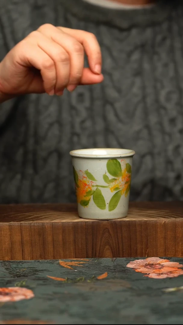 杯釉下彩手工手绘同款陶器