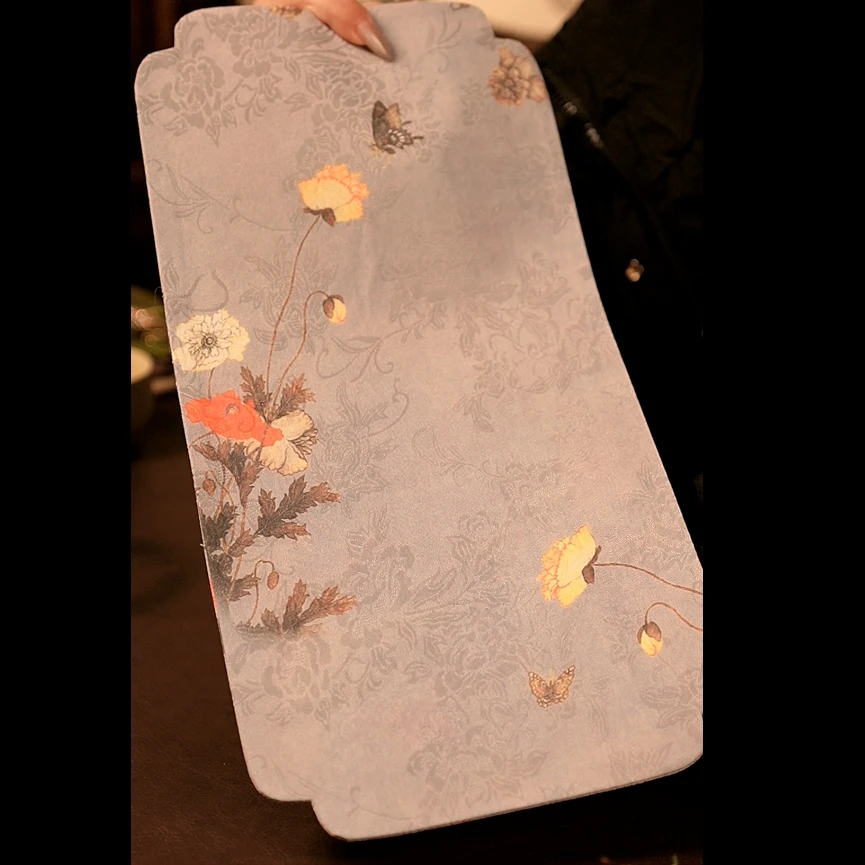 新中式禅意复古风布艺茶桌布陶瓷茶具格桑花干泡茶席（40*19）