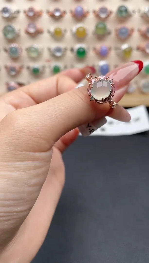 【闪购商品】翡翠戒指银S925镶嵌一物一证一礼盒