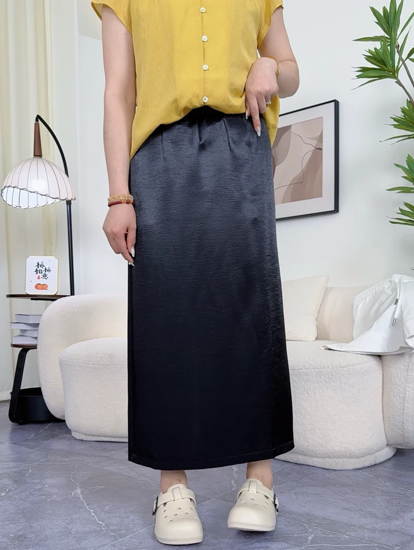 6606  丽丽--醋酸断面时尚显瘦垂坠感夏季百搭半身裙