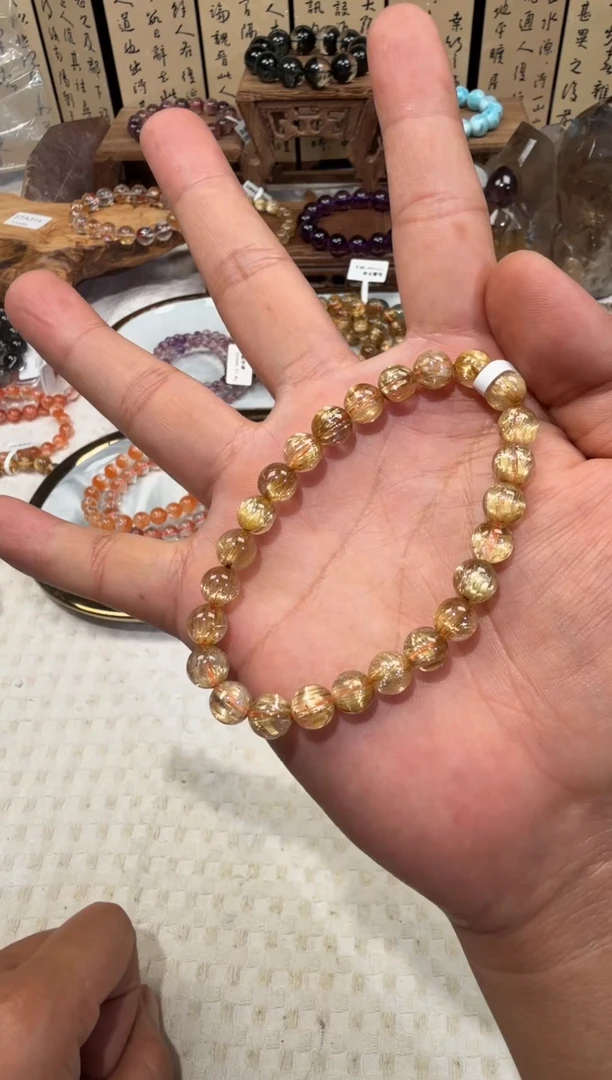 未镶嵌手串水晶SJ-97金发晶钛金 天然水晶 默认微瑕