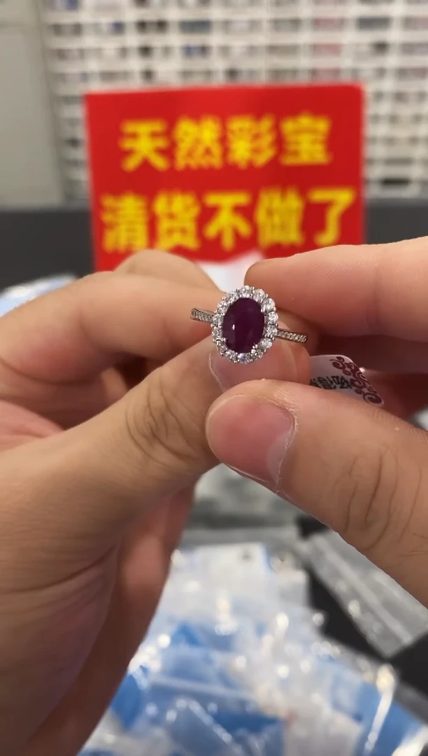 红宝石戒指银S925镶嵌1