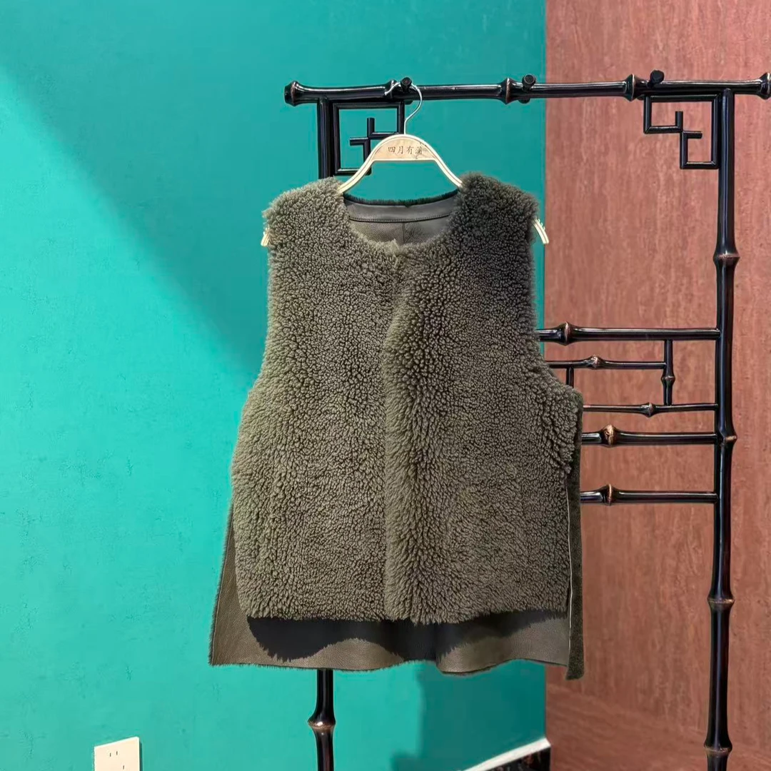 温暖常在身—羊皮马甲冬款短款舒适柔软
