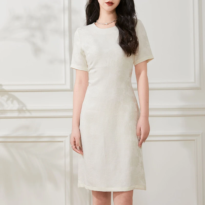 【白月光】夏季气质女装连衣裙2025新款时尚白色日常显瘦提花国风