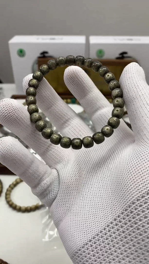 【闪购商品】星月菩提手串120 石玉料满绿手串 8*7mm