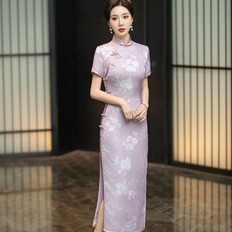白有秀夏季年轻显瘦清凉时尚气质优雅粉色少女复古日常3148修身