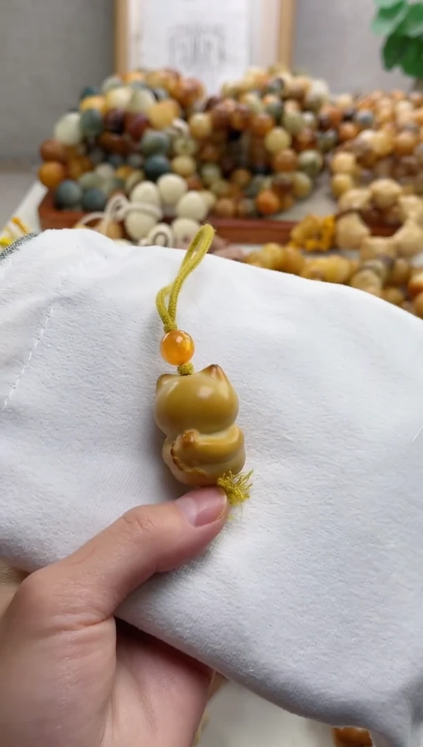 菩提根/象牙果手串象牙果佛系猫25*32+挂件