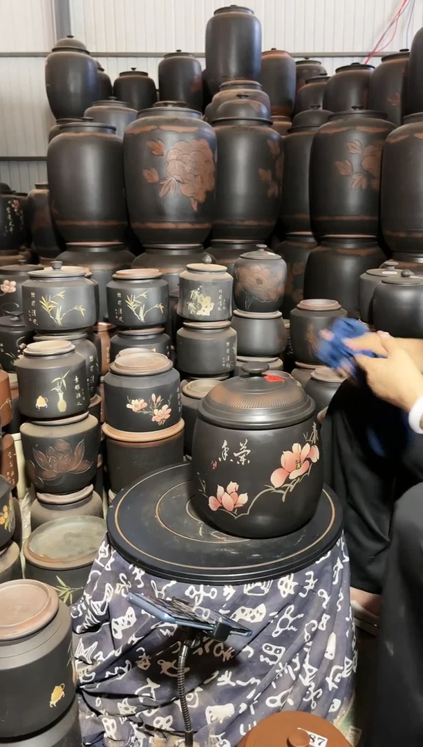 壶完品茶叶罐大龙蛋彩填  099