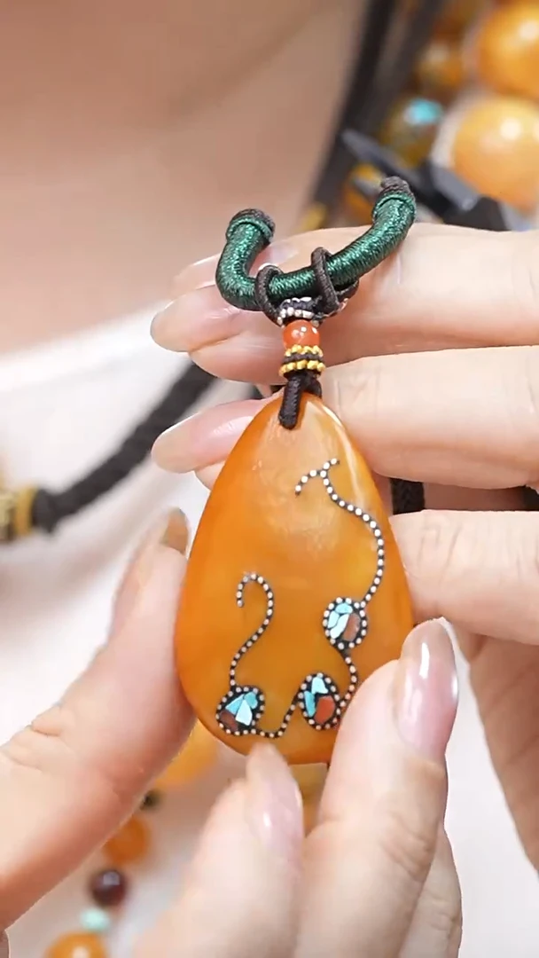 蜜蜡颈饰未镶嵌3265天然蜜蜡珠宝奇石云端妖孽妖花全部保真