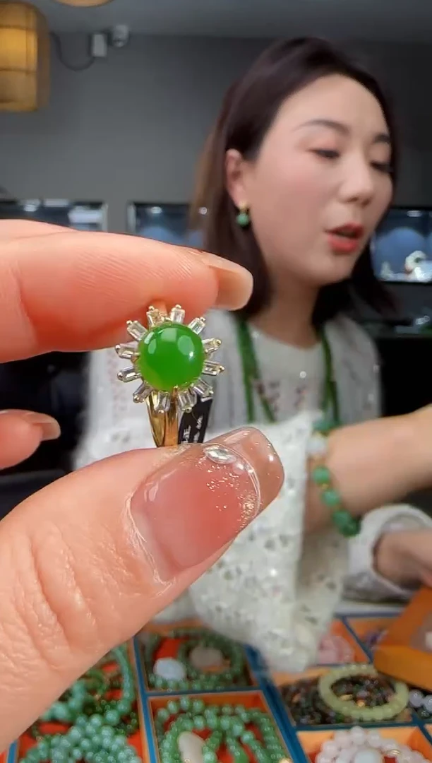 银S925镶嵌戒指和田玉1