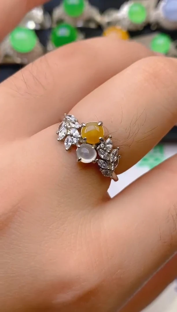 翡翠银S925镶嵌耳饰天然