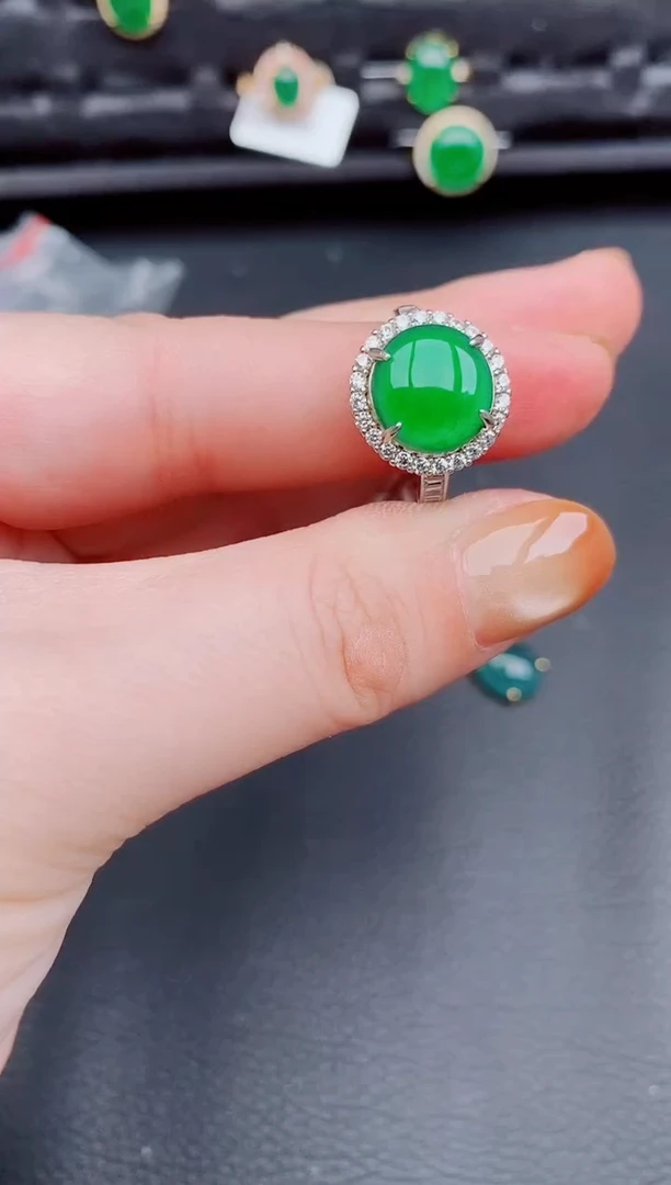 【闪购商品】翡翠戒指银S925镶嵌天然a货翡翠327