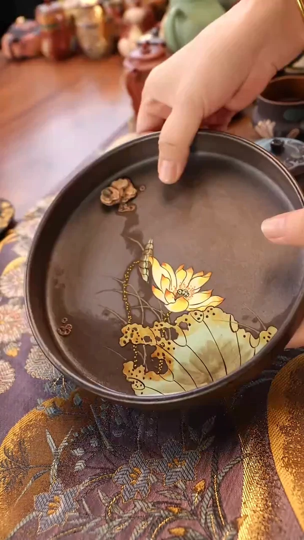 茶壶紫砂天青荷花盘