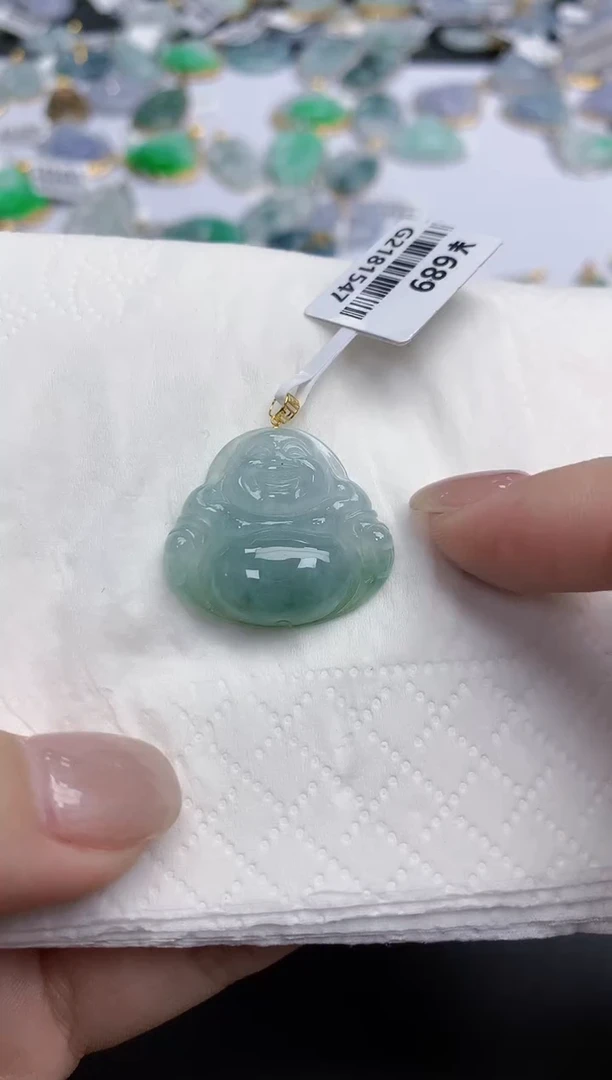 【闪购商品】翡翠颈饰18K金镶嵌天然缅甸翡翠A货