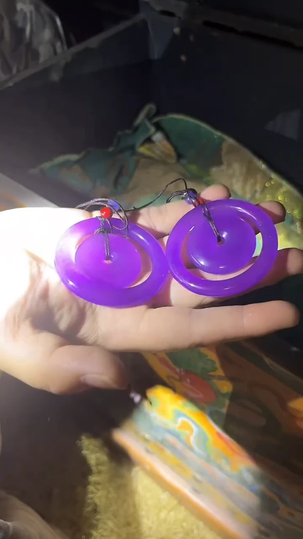 和田玉未镶嵌挂件紫色双圈平安扣一个