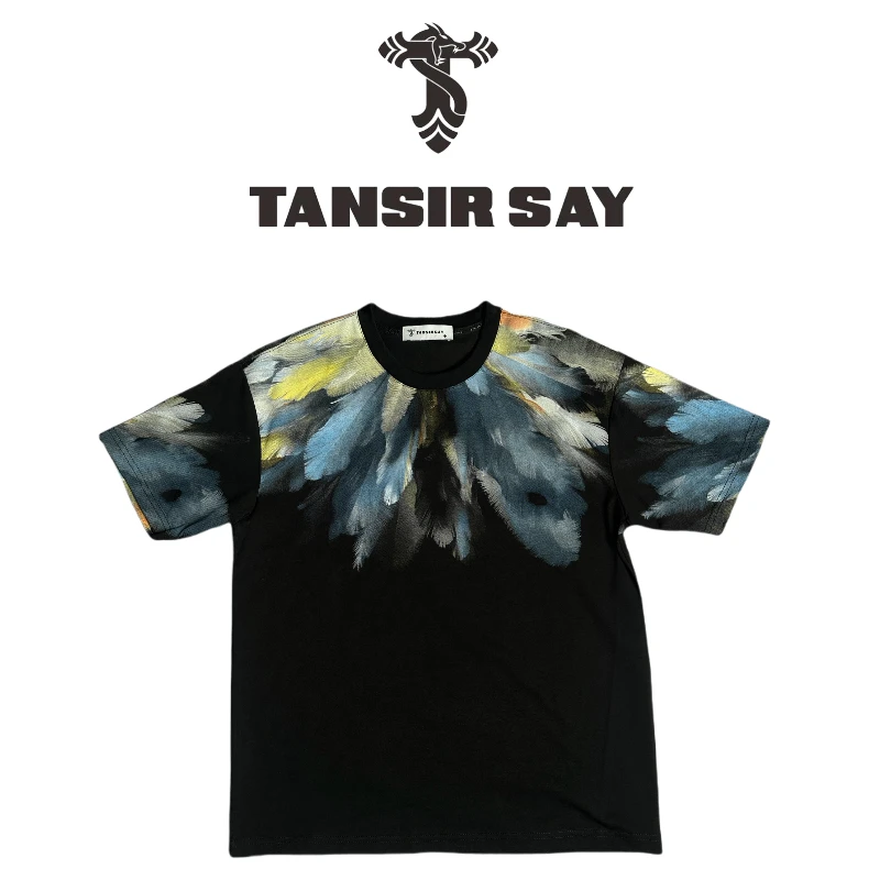 夏季短袖常规款几何圆领印花T恤针织宽松复古民族风春夏上衣