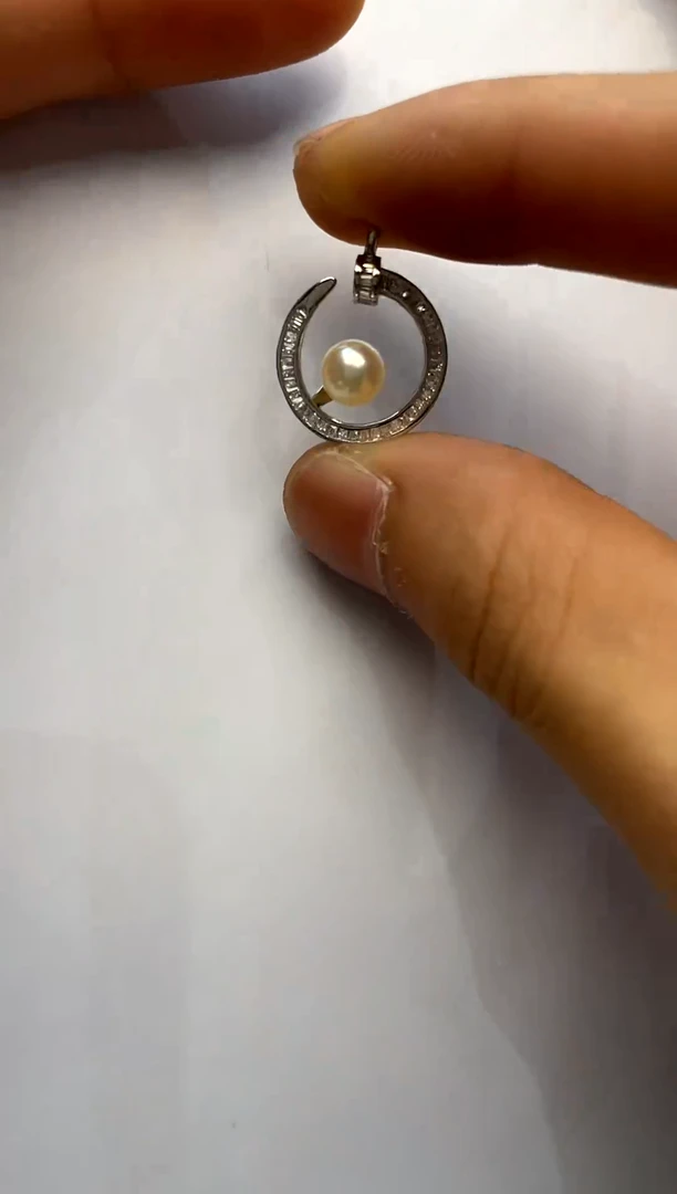 海水珍珠银S925镶嵌颈饰5-6