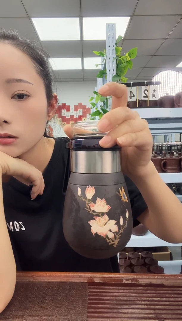 宜兴原矿紫砂全手工盖杯