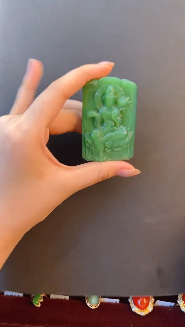 和田玉未镶嵌吊坠(赠链)猫眼无事牌观音裸石