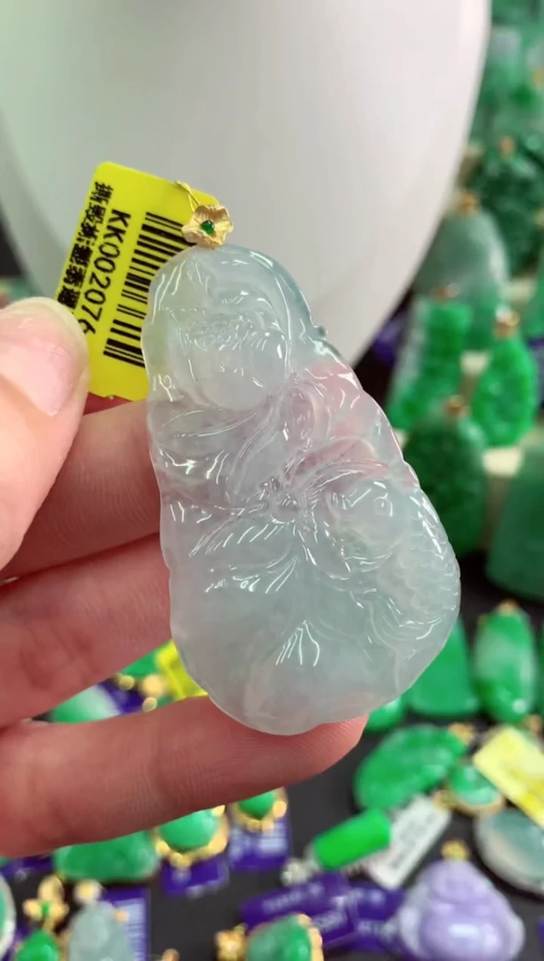 翡翠18K金镶嵌吊坠(不含链)挂件