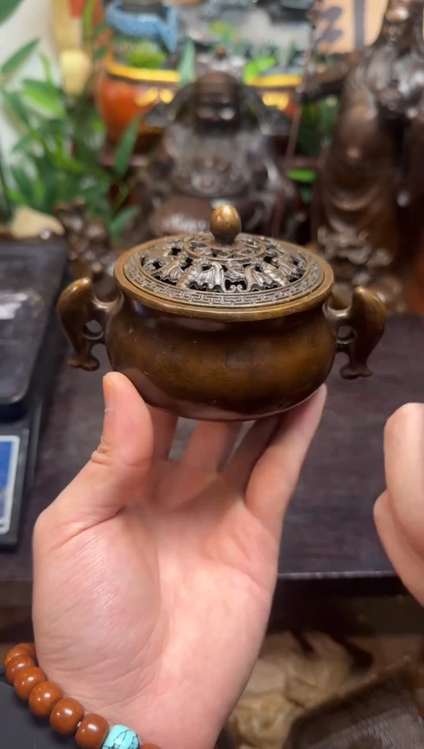 潼潼古铜只卖真铜！（双鱼耳熏香炉）