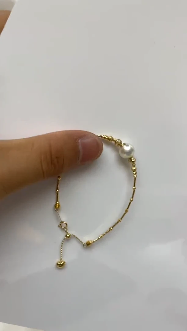 18K金镶嵌手绳海水珍珠8-9