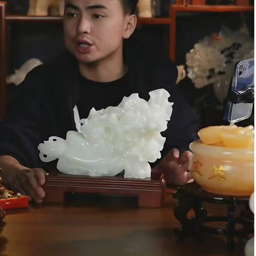 （直播间专享价）陶瓷玉白菜摆件装饰品白玉摆设工艺品阿富汗玉石