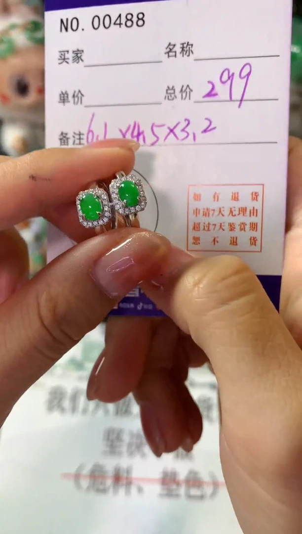 银S925镶嵌翡翠耳饰翡翠