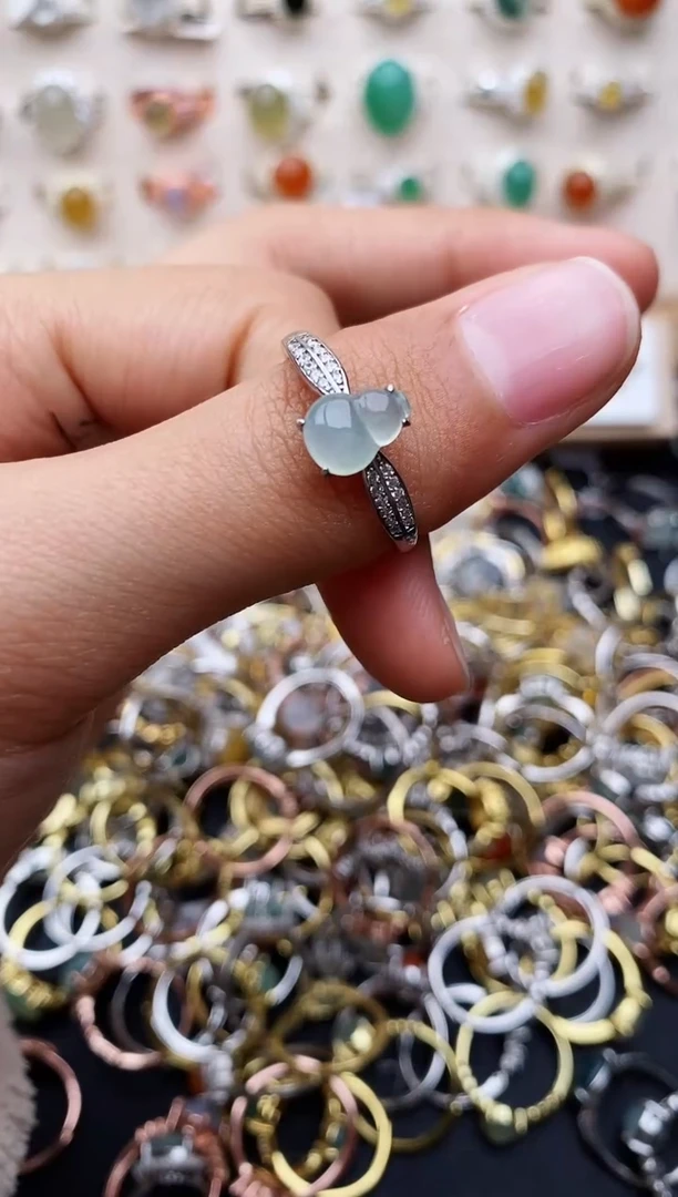 【闪购商品】翡翠戒指银S925镶嵌缅甸翡翠