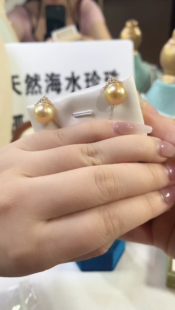 银S925镶嵌耳饰海水珍珠耳饰