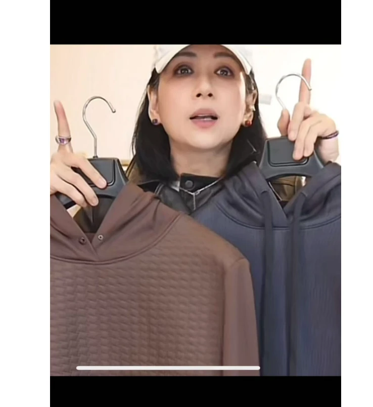 秀压格纹无绳时尚抗寒卫衣瑜姐男装新款连帽24DU8324+24DU8305