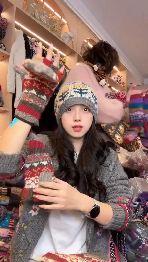 羊毛百羊毛五指手套