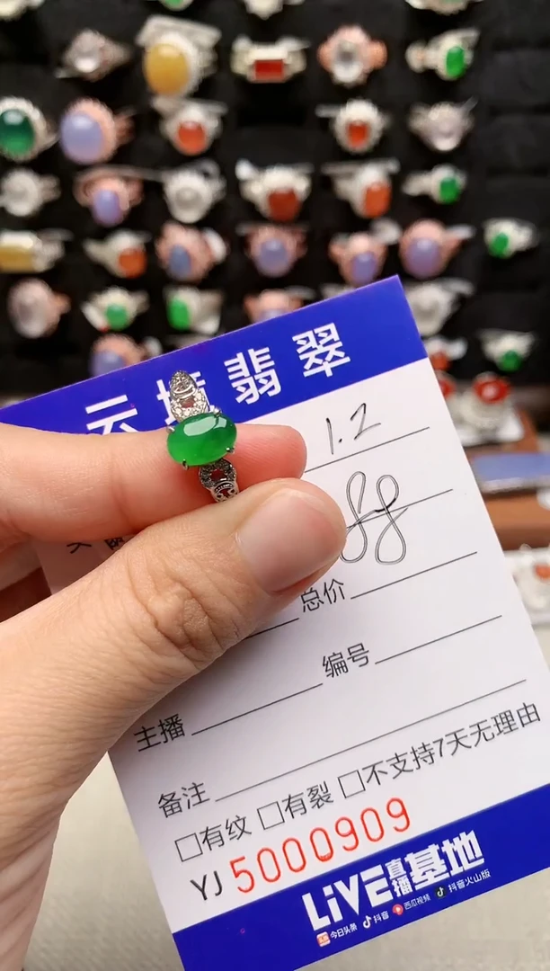 银S925镶嵌戒指翡翠0909