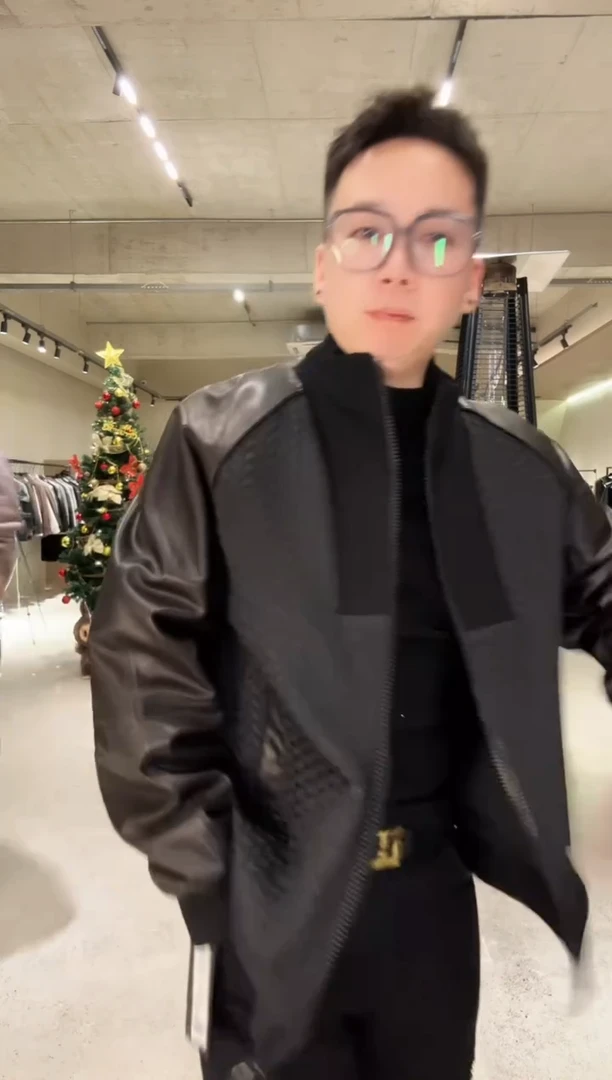 56码（175-190斤）真皮拼接夹棉夹克