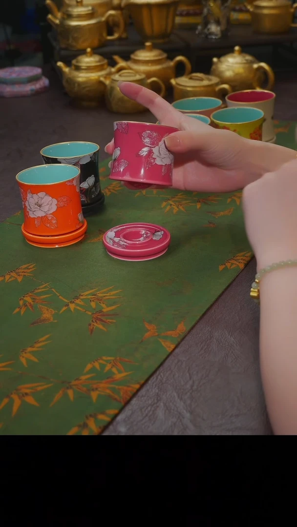 茶杯紫砂【宜景窑冰玫粉系列】转转杯