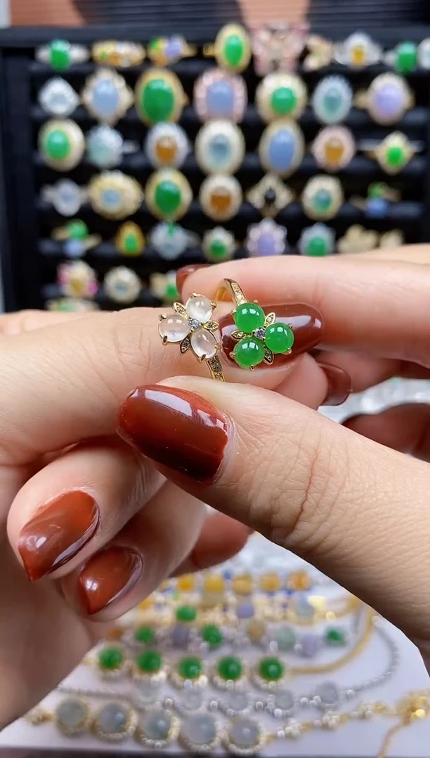 银S925镶嵌戒指翡翠9563