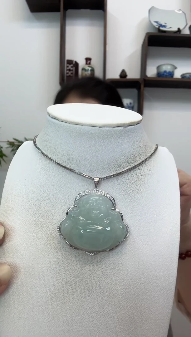 吊坠(赠链)银S925镶嵌翡翠佛公