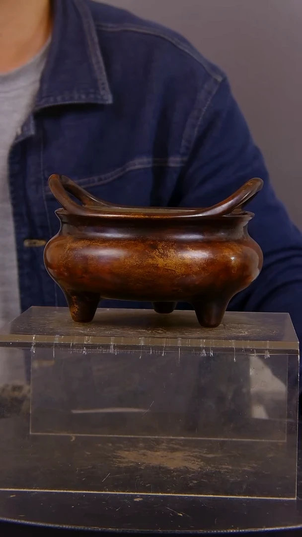 瓷片0***e山水紫铜鎏金造像香炉结缘1111