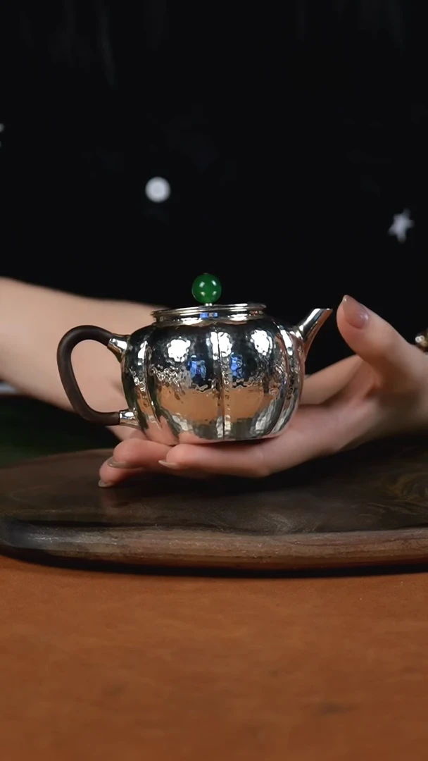 手工锤纹南瓜泡茶壶