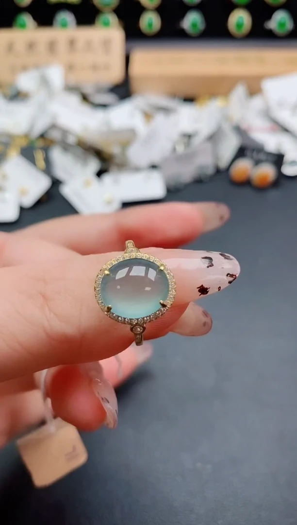 银S925镶嵌戒指翡翠1