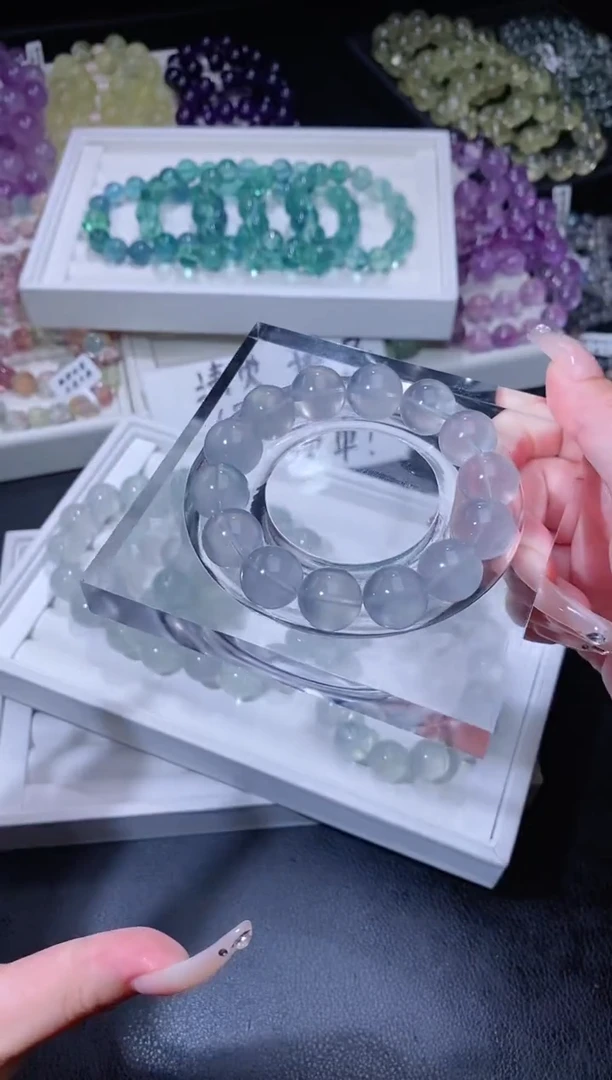 手链未镶嵌萤石86.19烟青萤石手串 多样性发其一