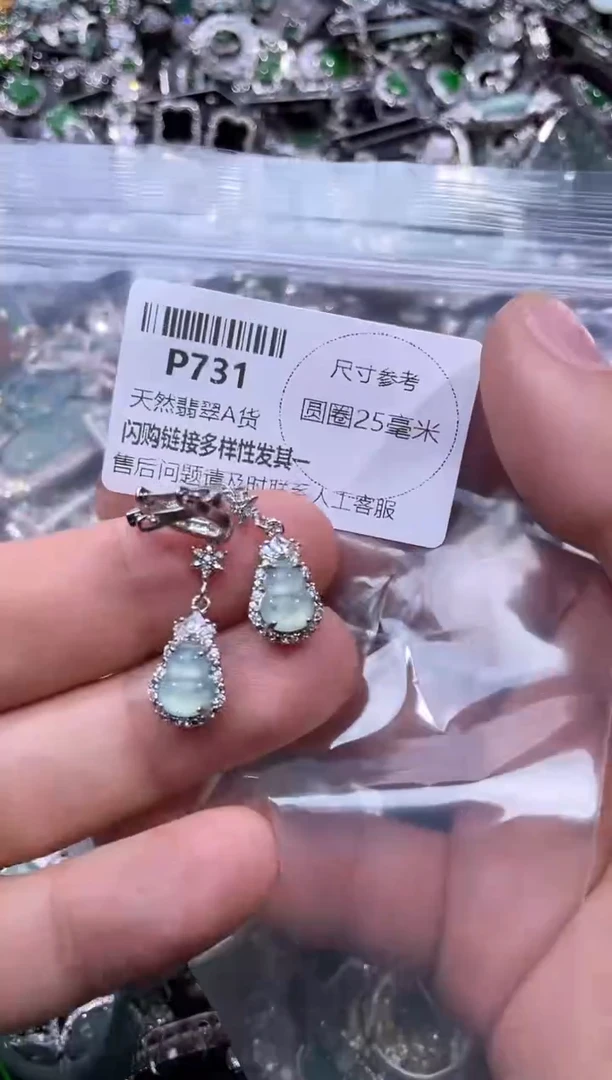 【闪购商品】翡翠颈饰未镶嵌P731耳扣