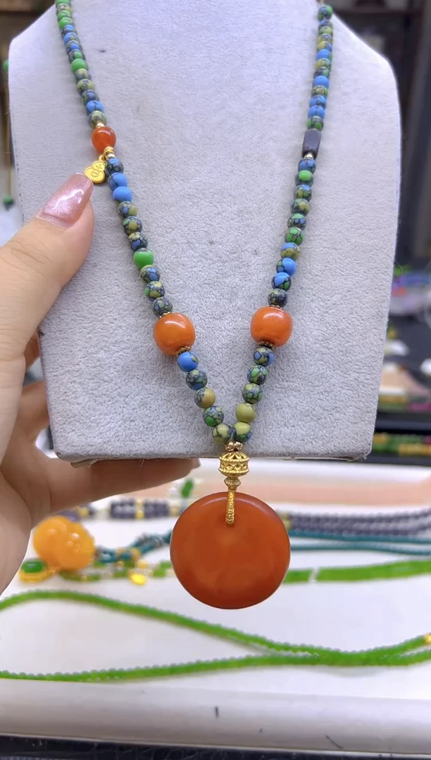 未镶嵌毛衣链蜜蜡DIY款M12