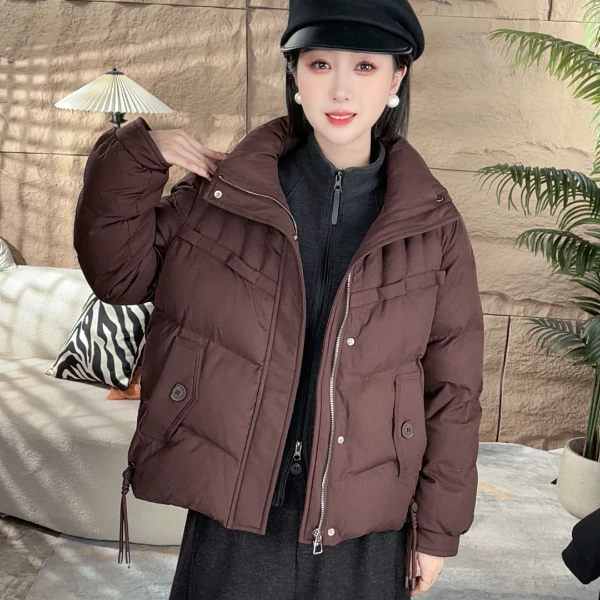 新款冬季厚抽绳带保暖冬季加厚棉服宽松保暖外套女显瘦气质外套